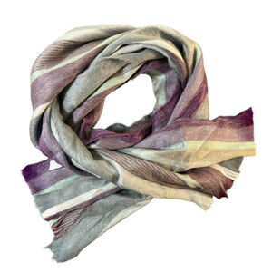 Pokoloko Alpaca Scarf Purple Gray Made in Ecuador Stripes Super Soft Fringe